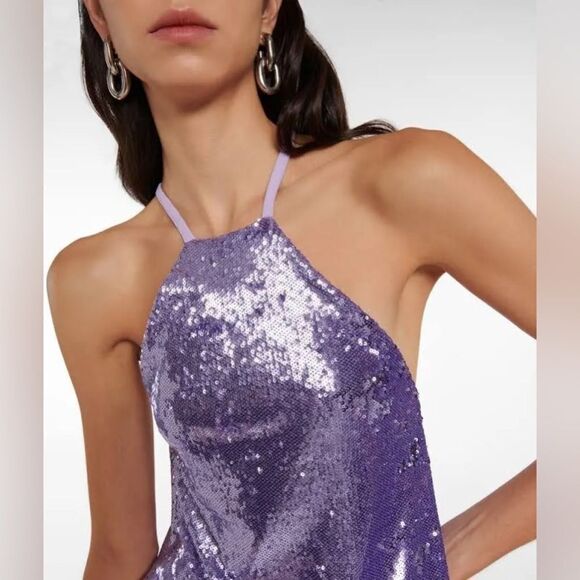 NWOT The Attico Audrey Lilac Sleeveless Open Back Sequin Mini Dress sz 42 US 4-6 - Picture 3 of 16